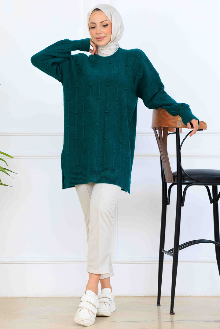 BNG Women Patterned Knit Tunic K6003 Emerald Green - Georgetown