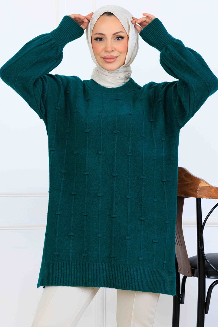 BNG Women Patterned Knit Tunic K6003 Emerald Green - Georgetown