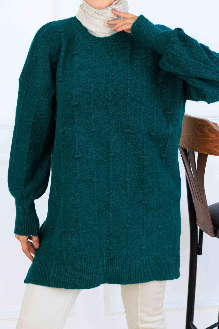 BNG Women Patterned Knit Tunic K6003 Emerald Green - Georgetown