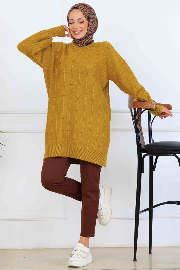 BNG Women Patterned Knit Tunic K6003 Olive Green - Alytus