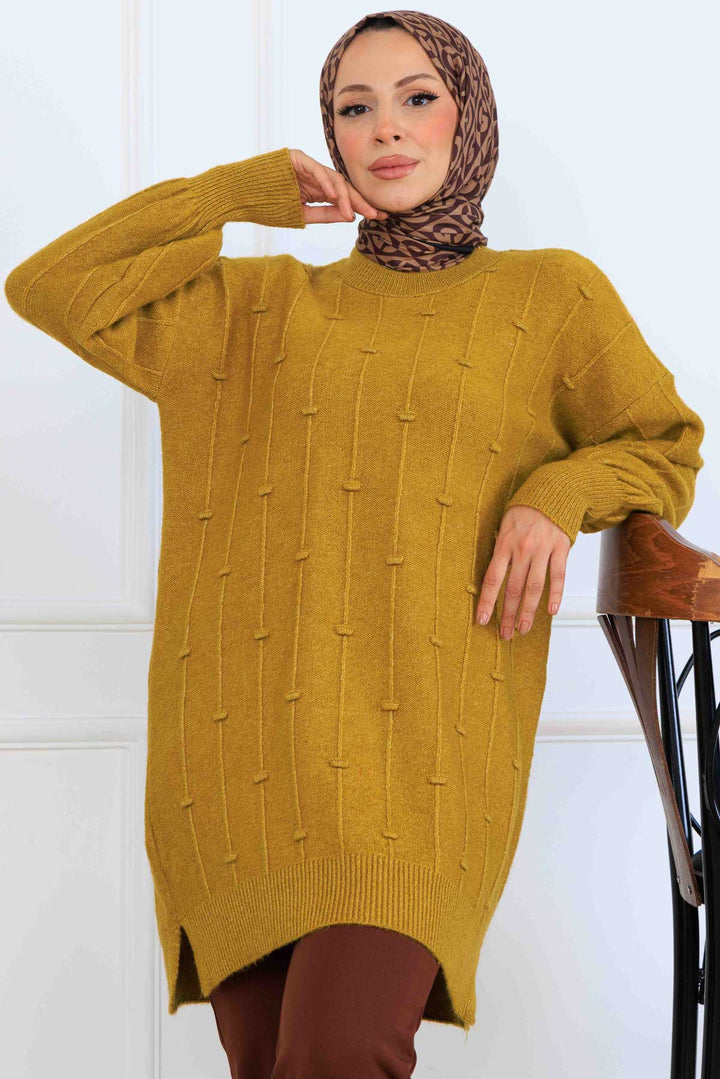 BNG Women Patterned Knit Tunic K6003 Olive Green - Alytus