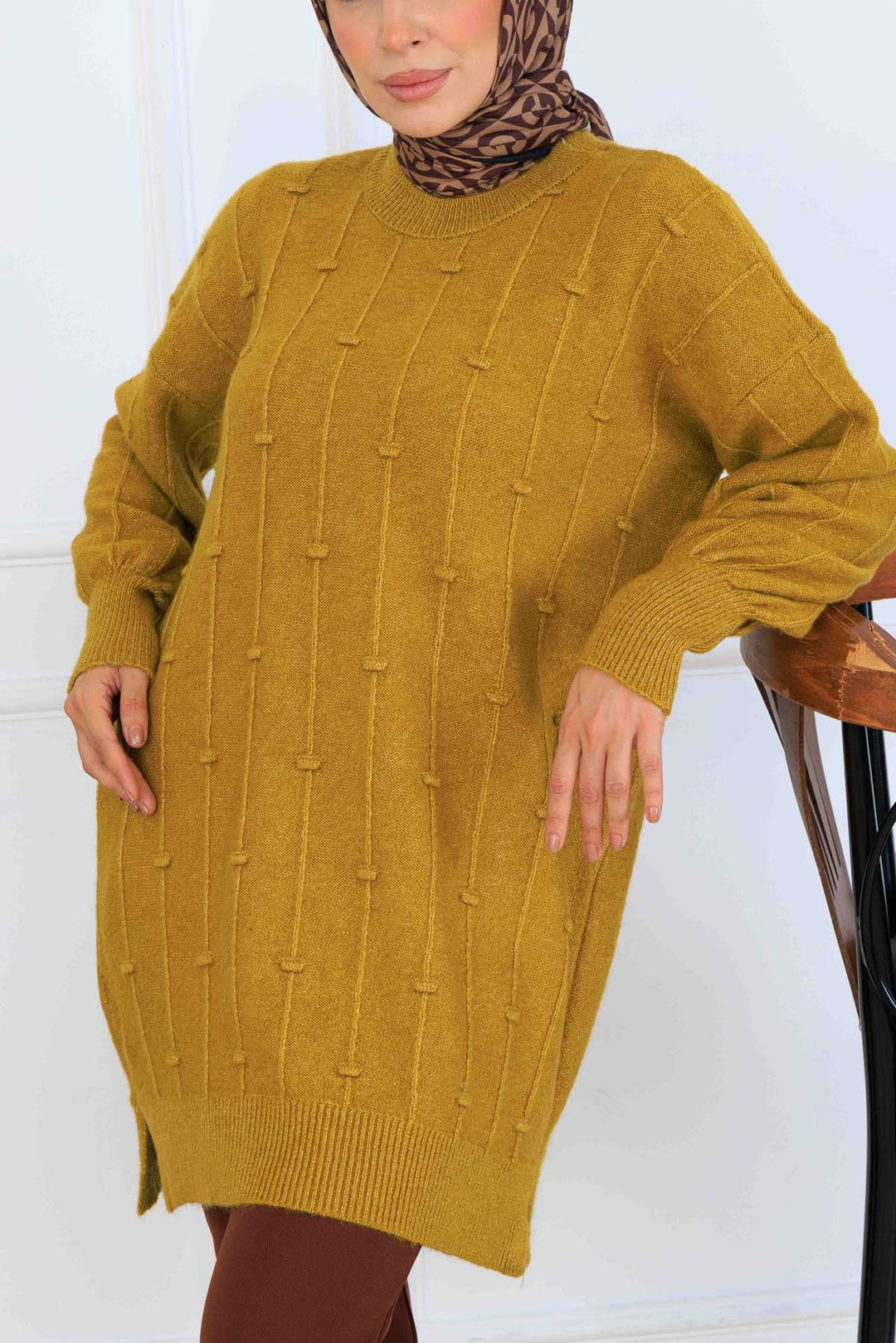 BNG Women Patterned Knit Tunic K6003 Olive Green - Alytus