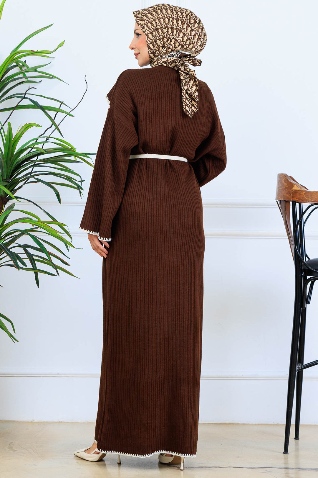 BNG Women Neck Detailed Knit Dress K3036 Brown - Central Islip