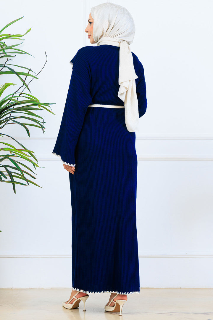 BNG Women Yaka Detaylı Triko Elbise K3036 Lacivert - Pavia