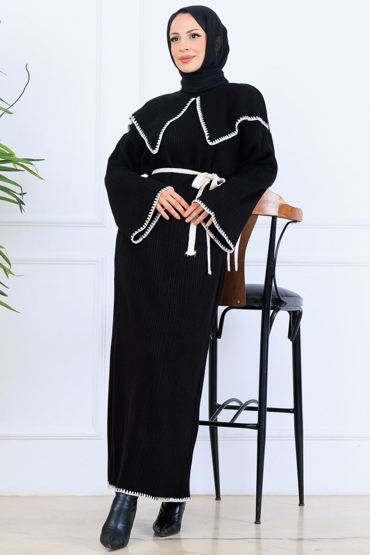 BNG Women Neck Detailed Knit Dress K3036 Black - Osimo