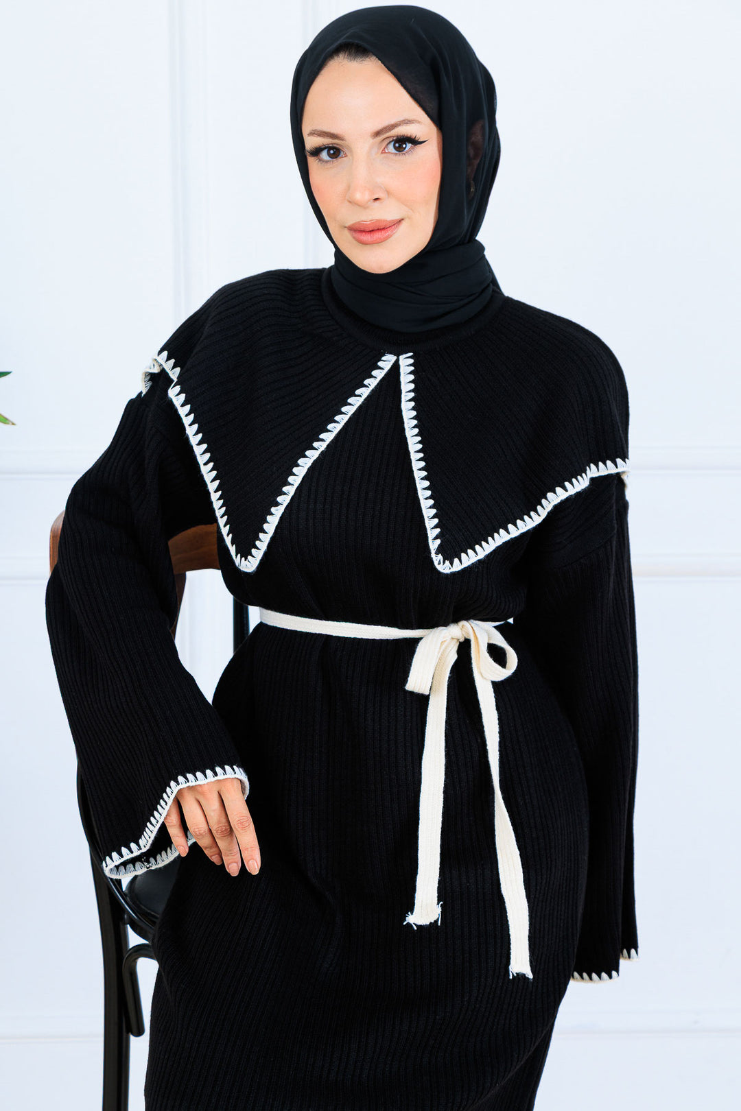 BNG Women Neck Detailed Knit Dress K3036 Black - Osimo