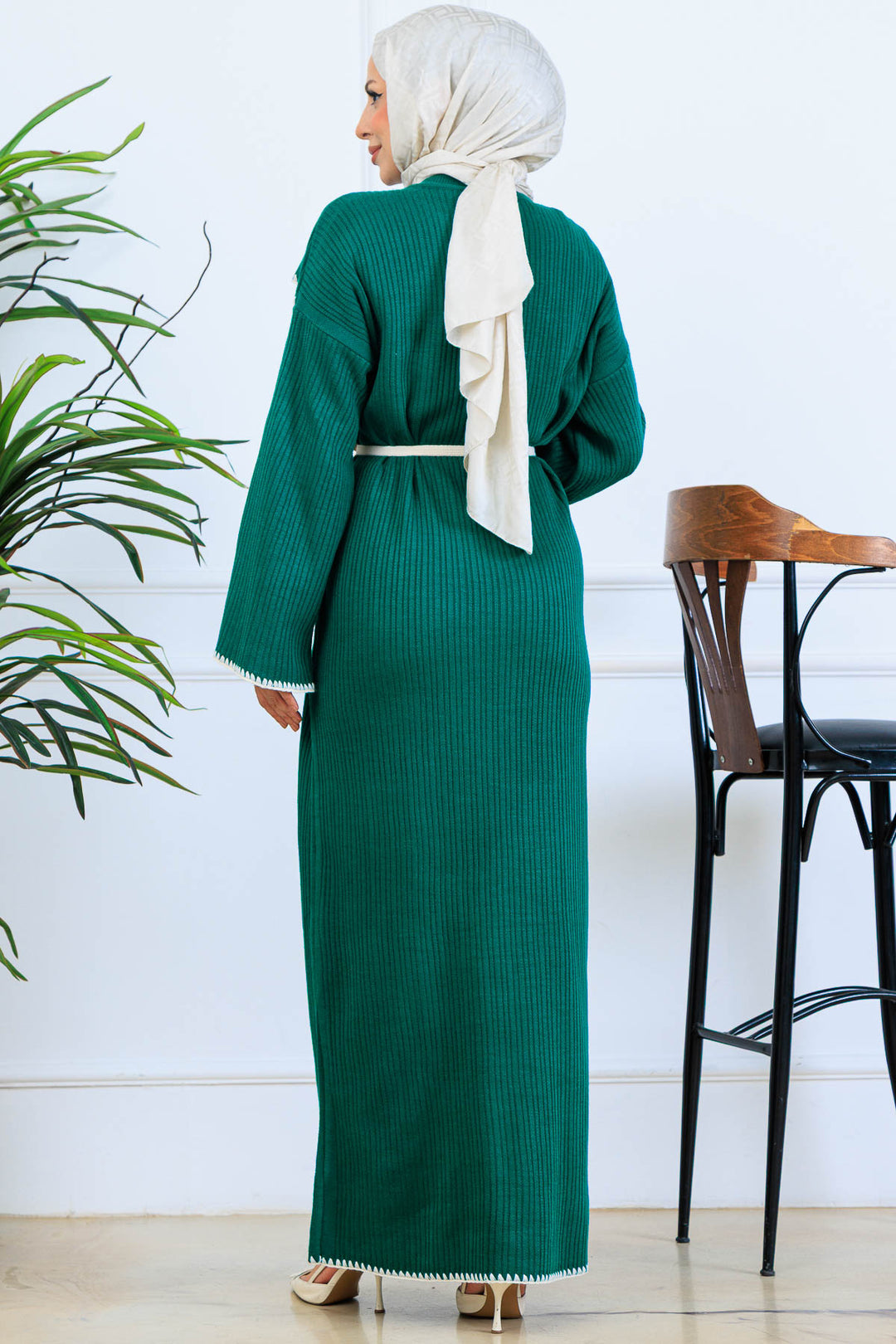 BNG Women Neck Detailed Knit Dress K3036 Emerald Green - Norwich