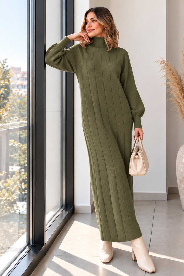 BNG Women Dik Yaka Fitilli Triko Elbise K3051 Haki - Colorado Springs