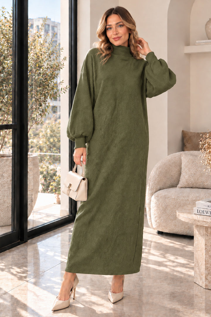 BNG Women Balıkçı Yaka Triko Elbise K3048 Haki - Miami Gardens