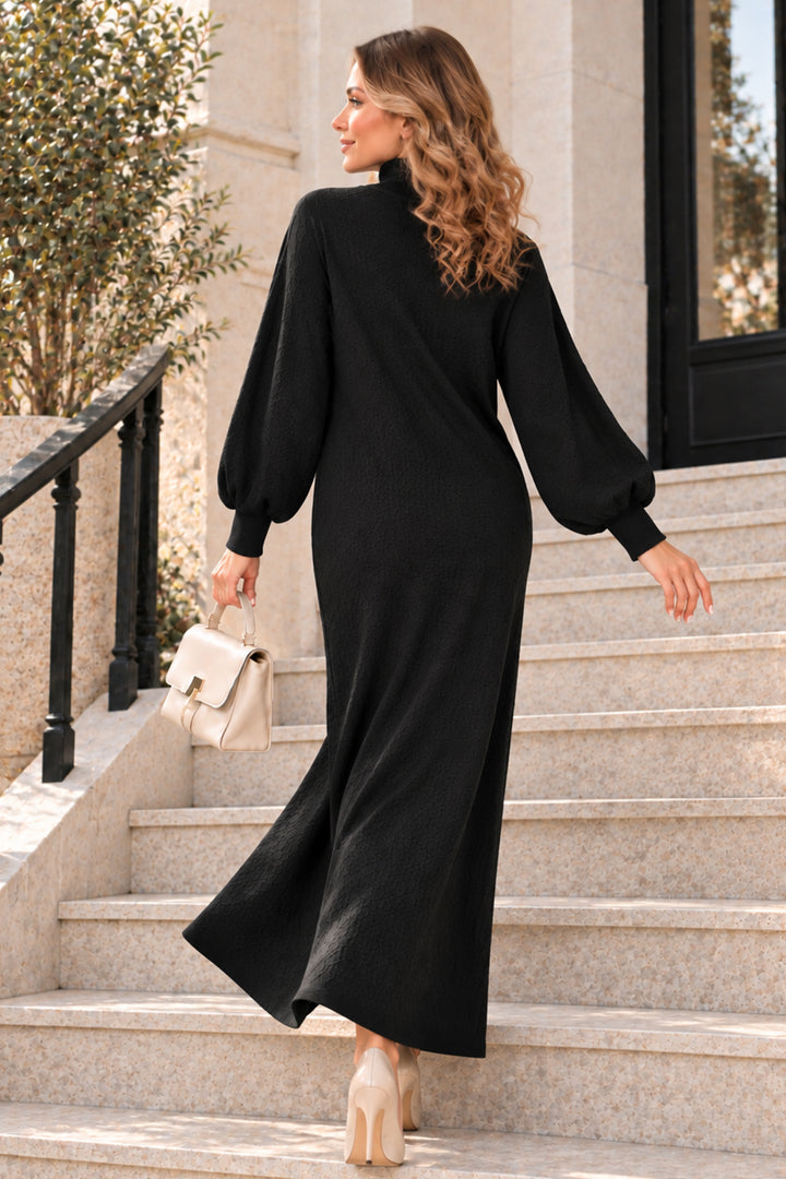 BNG Women Balıkçı Yaka Triko Elbise K3048 Siyah - Salinas Victoria