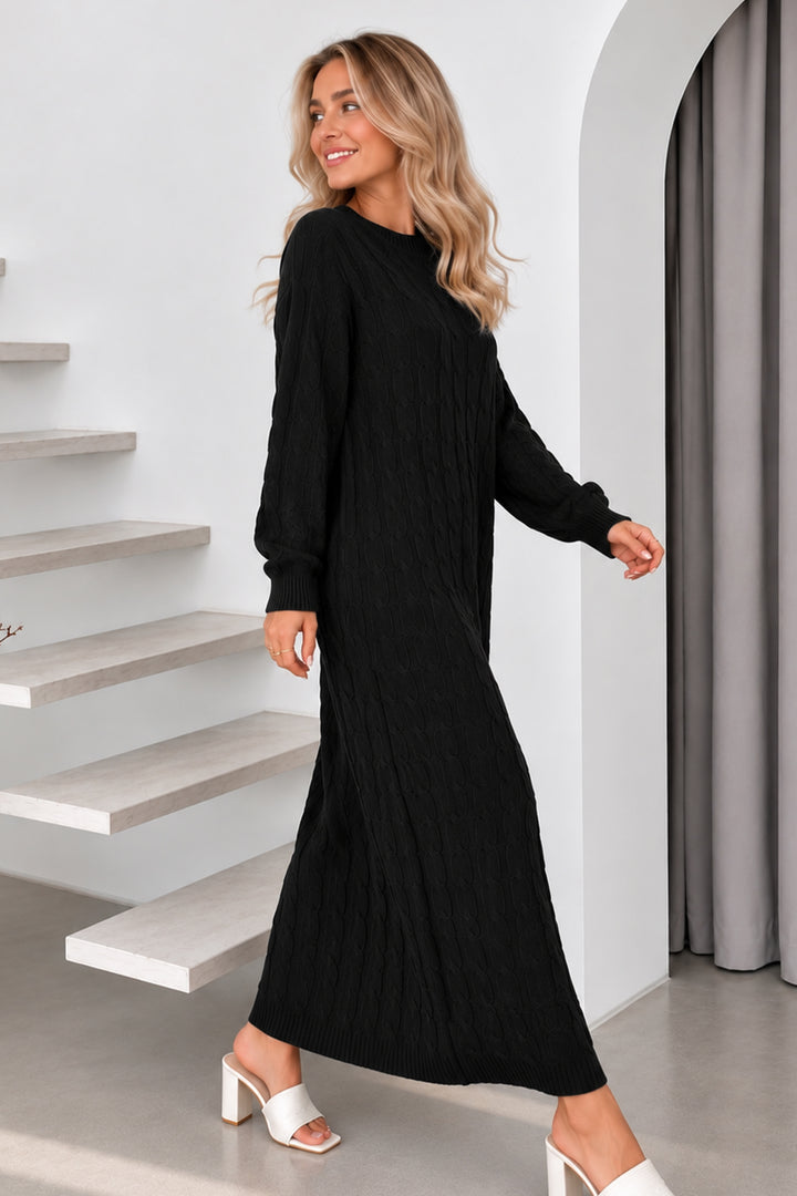 BNG Women Örgü Desenli Triko Elbise K3024 Siyah - West Jordan