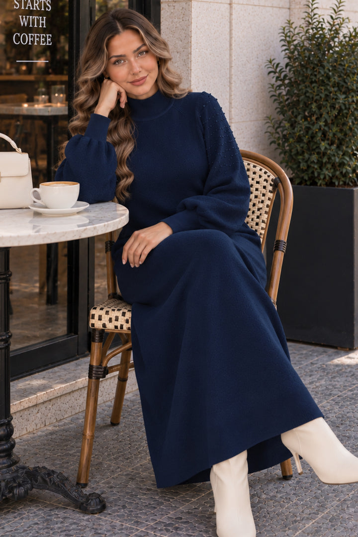 BNG Women İnci Detaylı Triko Elbise K3084 Lacivert - San Francisco de los Romo