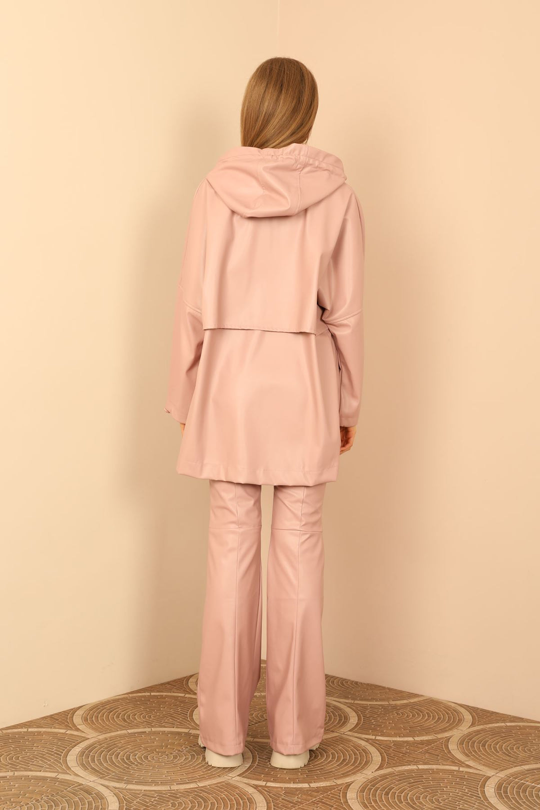 KKT Leather Fabric Hooded Women's Powder Sweatshirt - Elk Grove