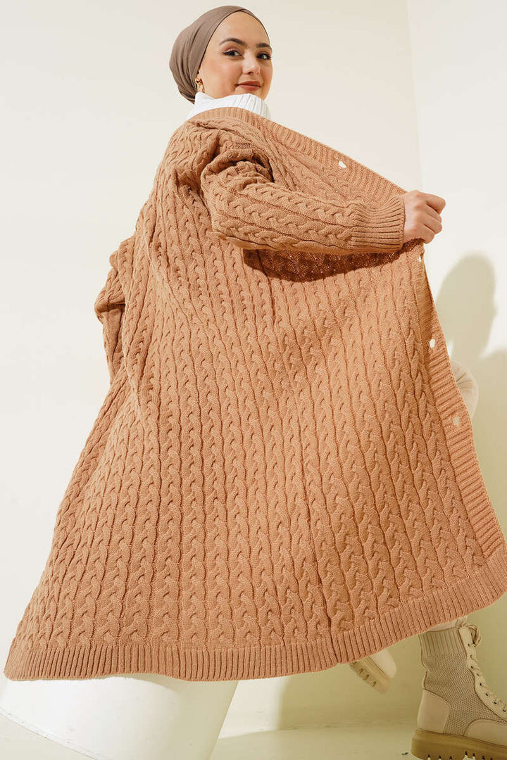 BNG Women Buttoned Long Knit Cardigan Camel - Clermont