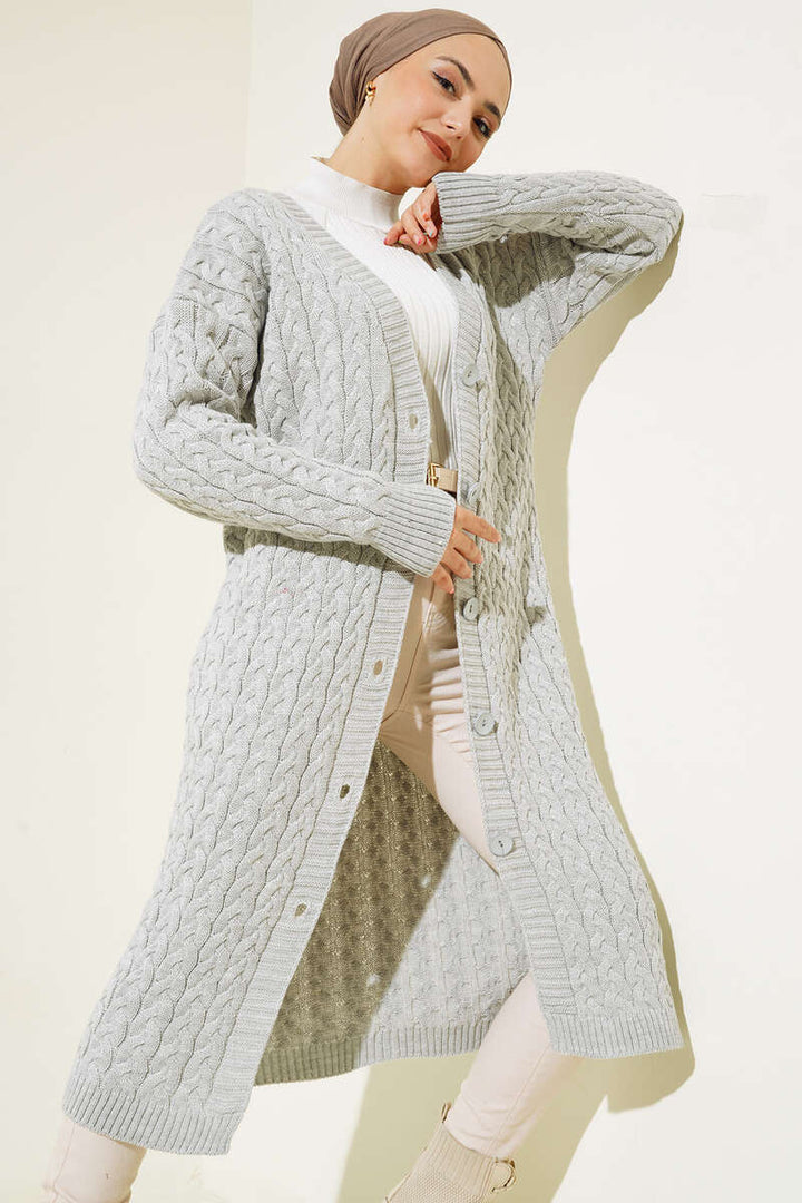 BNG Women Buttoned Long Knit Cardigan Gray - Clermont