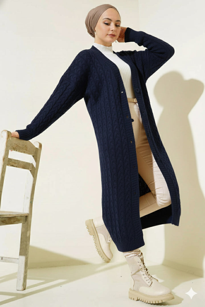 BNG Women Buttoned Long Knit Cardigan Navy - Ixmiquilpan