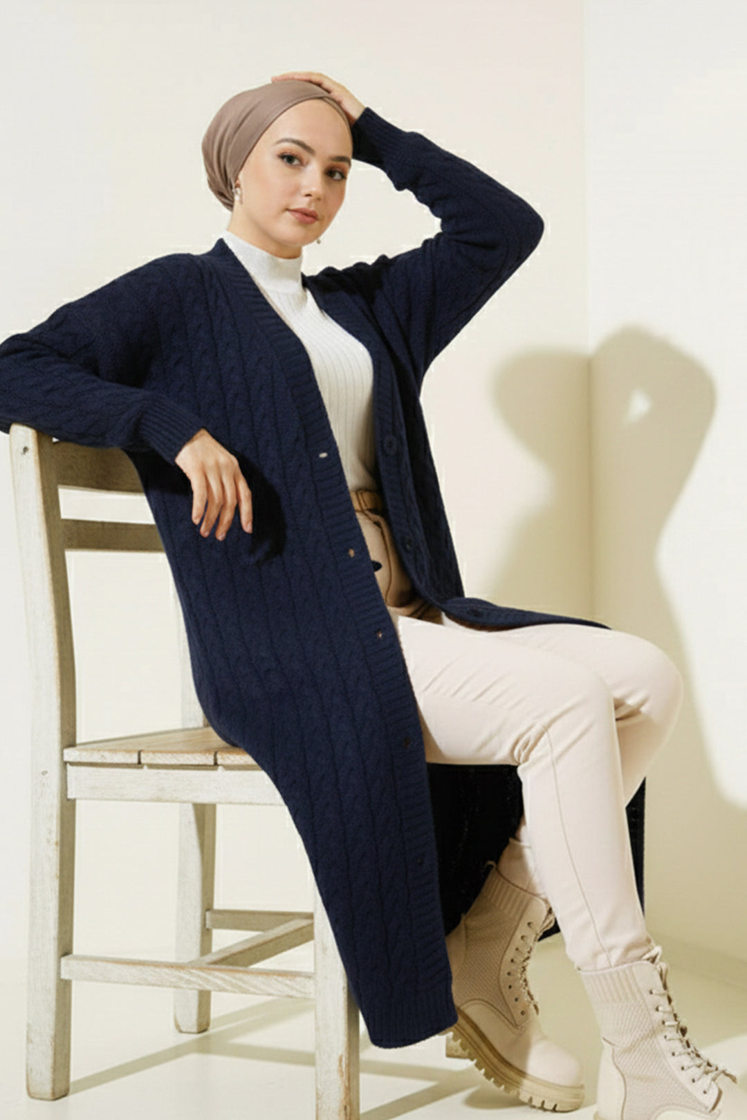 BNG Women Buttoned Long Knit Cardigan Navy - Ixmiquilpan