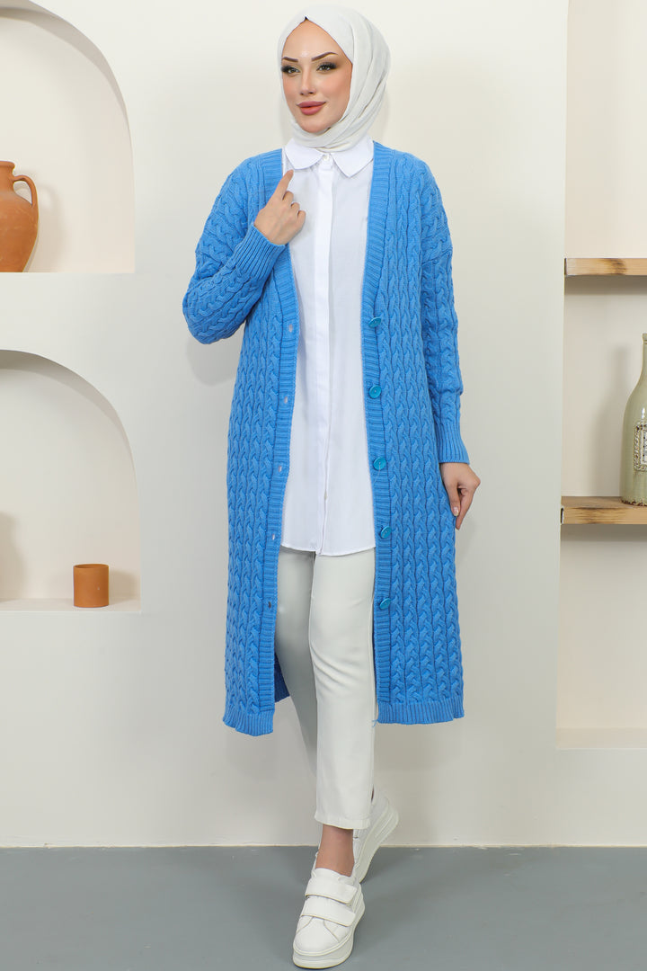 BNG Women Buttoned Long Knit Cardigan Blue - Clermont