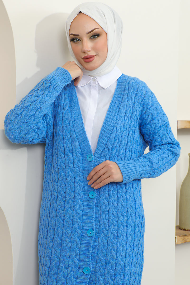 BNG Women Buttoned Long Knit Cardigan Blue - Clermont