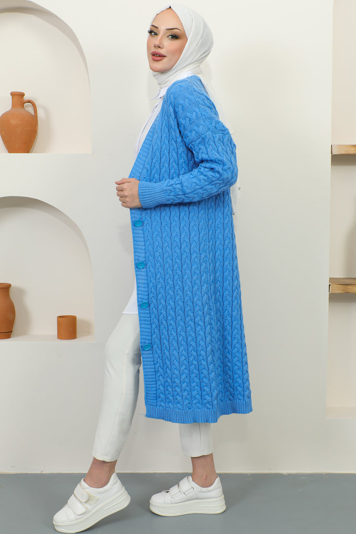 BNG Women Buttoned Long Knit Cardigan Blue - Clermont