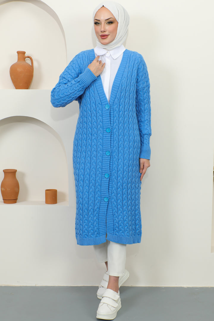 BNG Women Buttoned Long Knit Cardigan Blue - Clermont