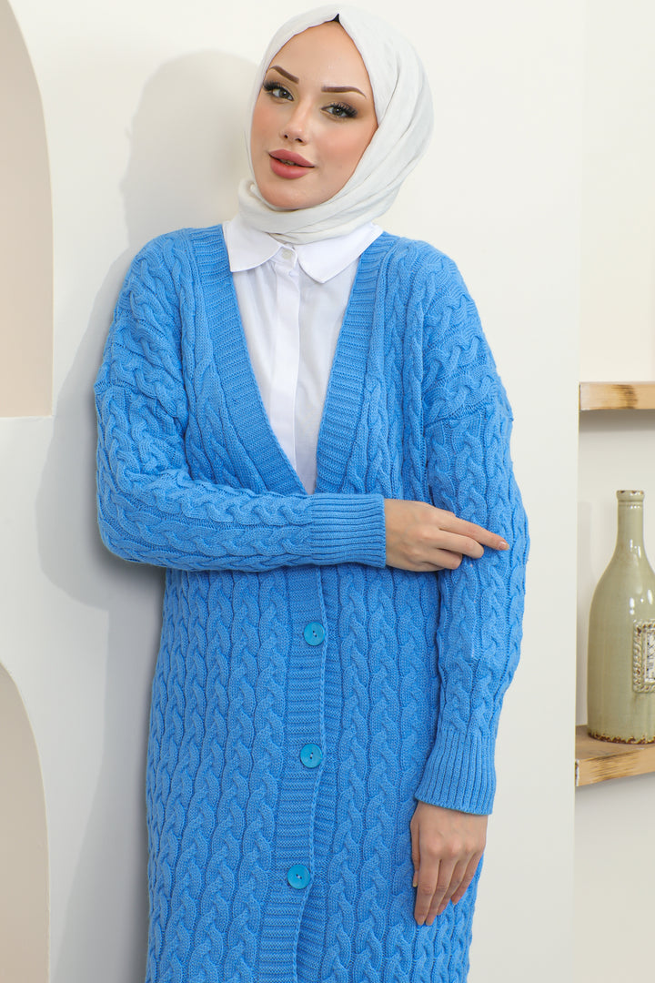 BNG Women Buttoned Long Knit Cardigan Blue - Clermont