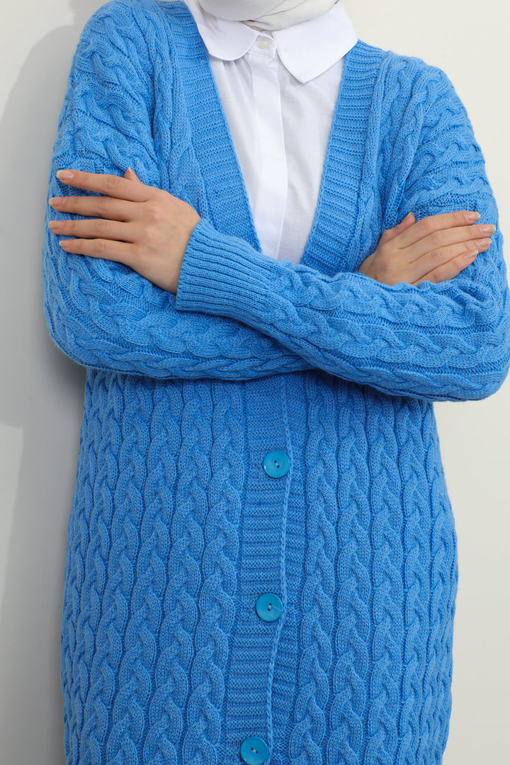 BNG Women Buttoned Long Knit Cardigan Blue - Clermont