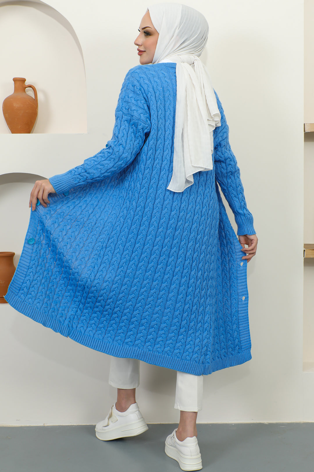 BNG Women Buttoned Long Knit Cardigan Blue - Clermont