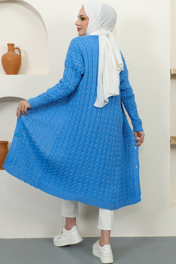 BNG Women Buttoned Long Knit Cardigan Blue - Clermont
