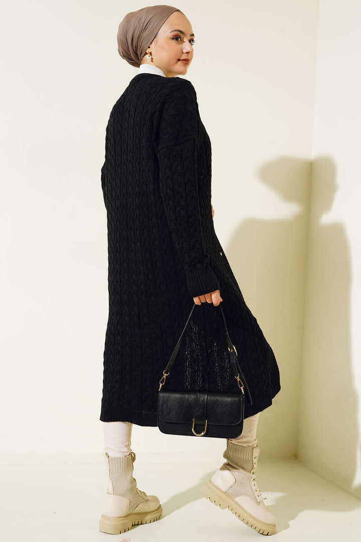 BNG Women Buttoned Long Knit Cardigan Black - Clermont