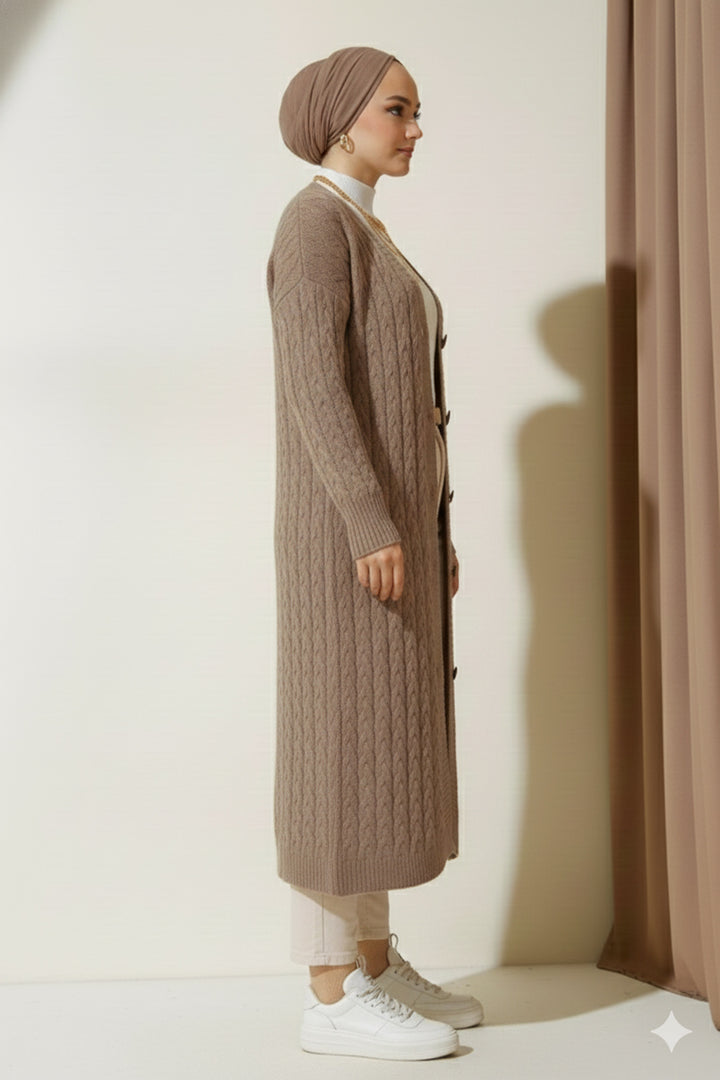 BNG Women Buttoned Long Knit Cardigan Mink - Keizer