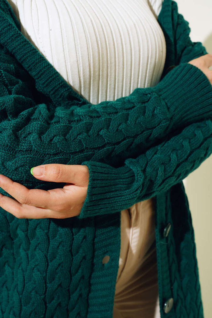 BNG Women Buttoned Long Knit Cardigan Emerald Green - Clermont