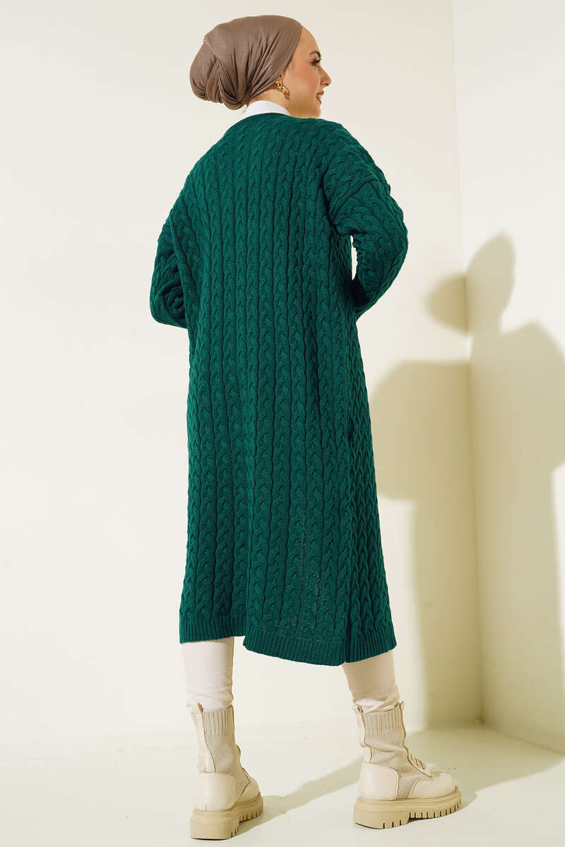 BNG Women Buttoned Long Knit Cardigan Emerald Green - Clermont