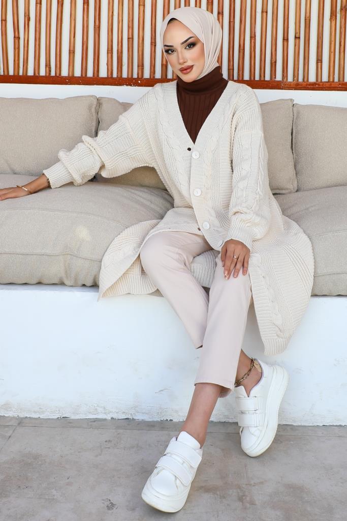 BNG Women Buttoned Long Knit Cardigan Stone Color - Clermont