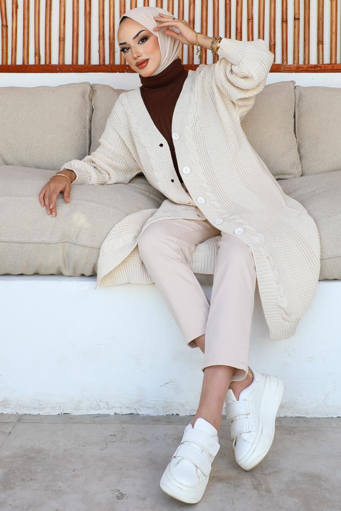 BNG Women Buttoned Long Knit Cardigan Stone Color - Clermont
