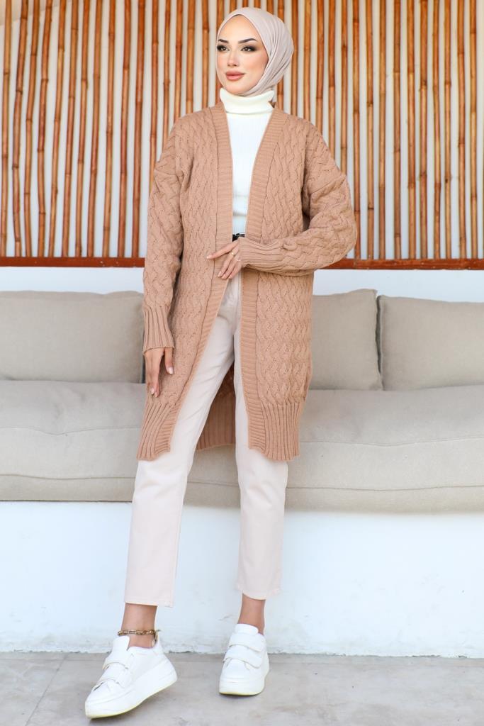 BNG Women Patterned Knit Cardigan Camel - Clermont