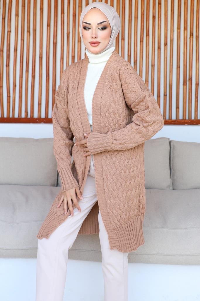 BNG Women Patterned Knit Cardigan Camel - Clermont