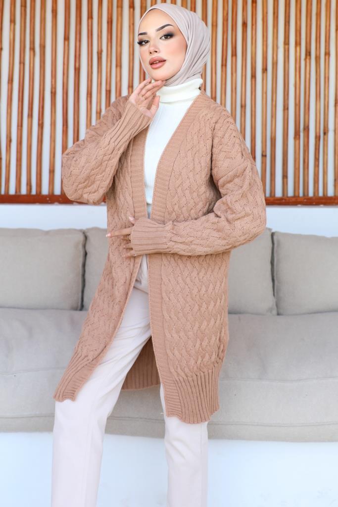 BNG Women Patterned Knit Cardigan Camel - Clermont