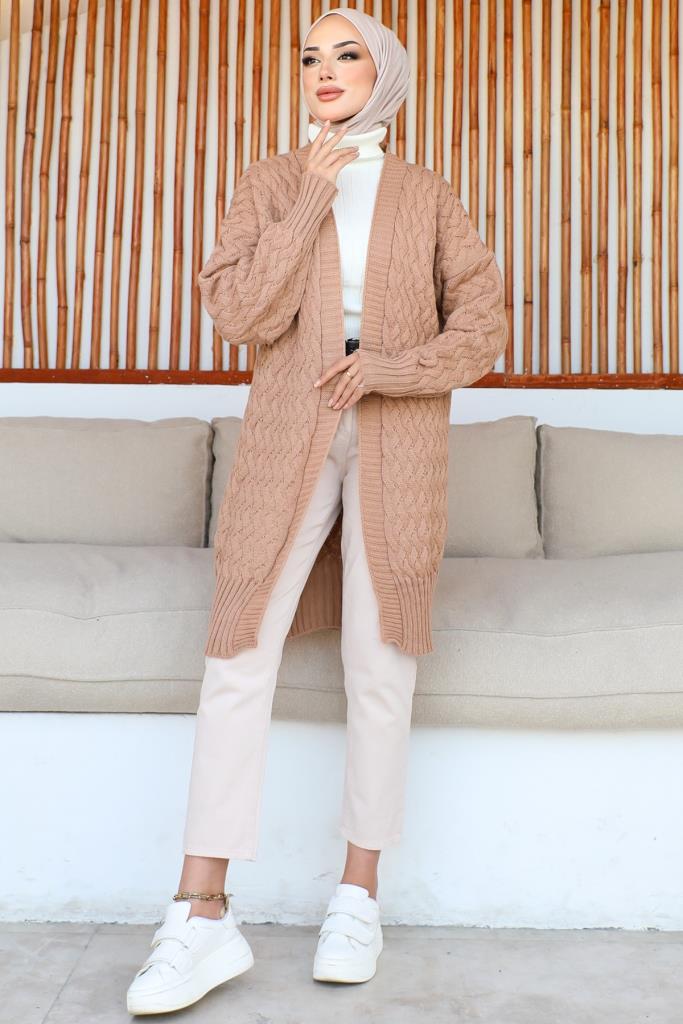 BNG Women Patterned Knit Cardigan Camel - Clermont