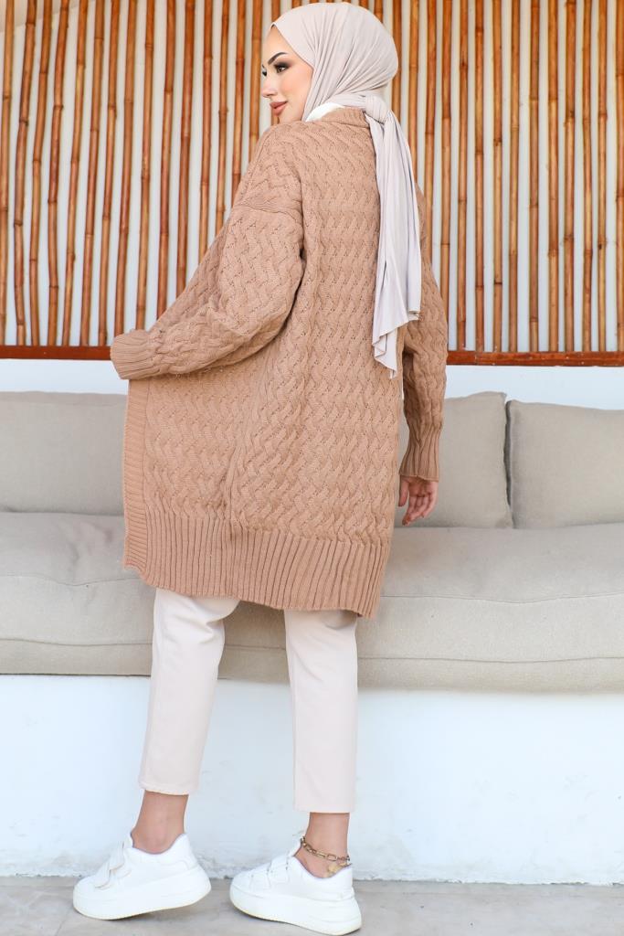 BNG Women Patterned Knit Cardigan Camel - Clermont