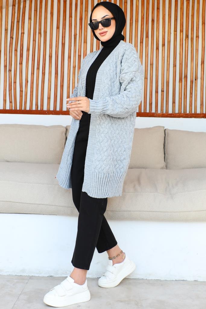 BNG Women Patterned Knit Cardigan Gray - Clermont