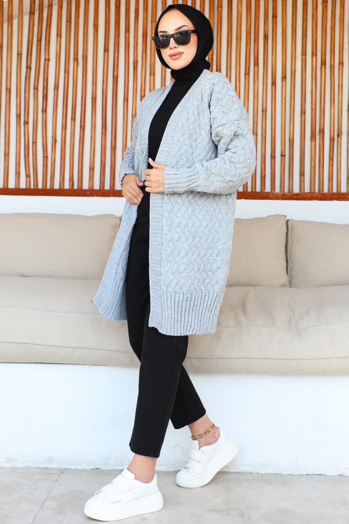 BNG Women Patterned Knit Cardigan Gray - Clermont