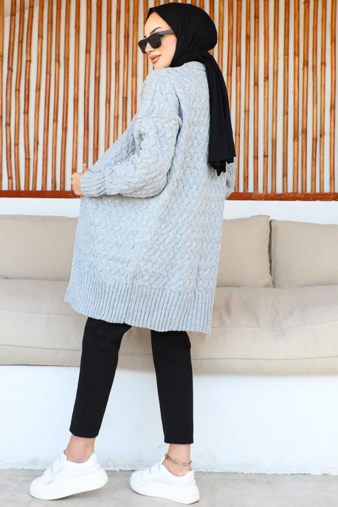 BNG Women Patterned Knit Cardigan Gray - Clermont