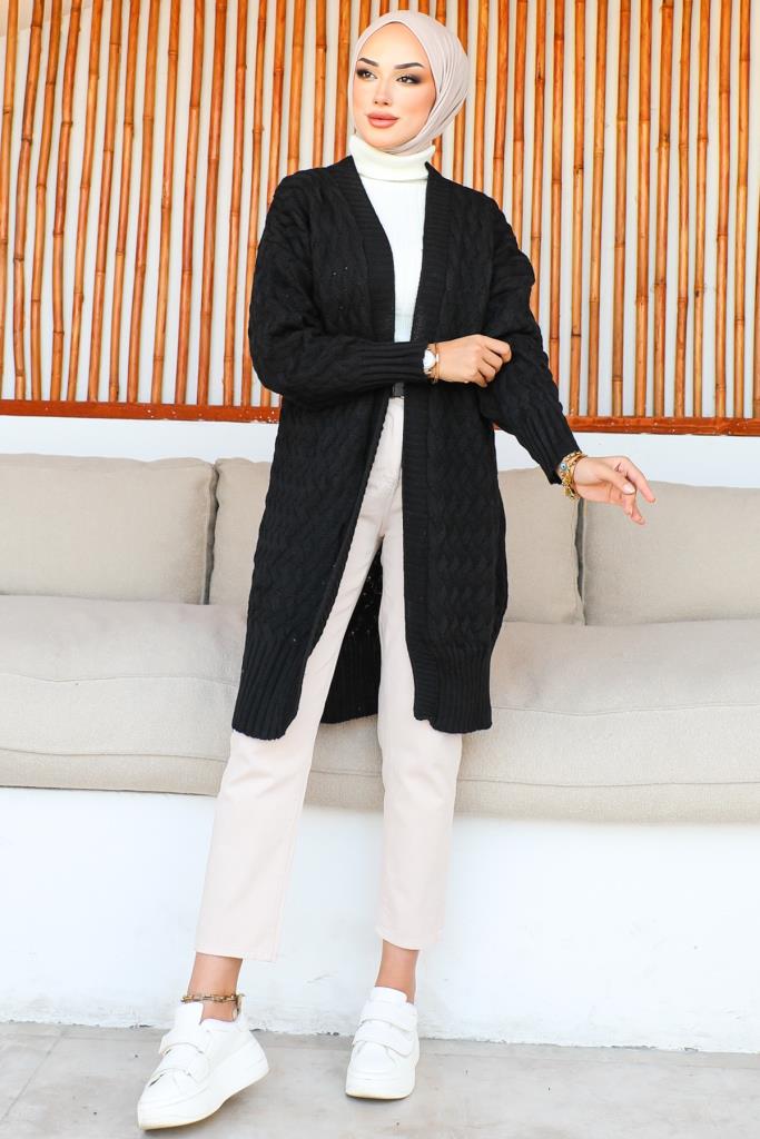 BNG Women Patterned Knit Cardigan Black - Clermont