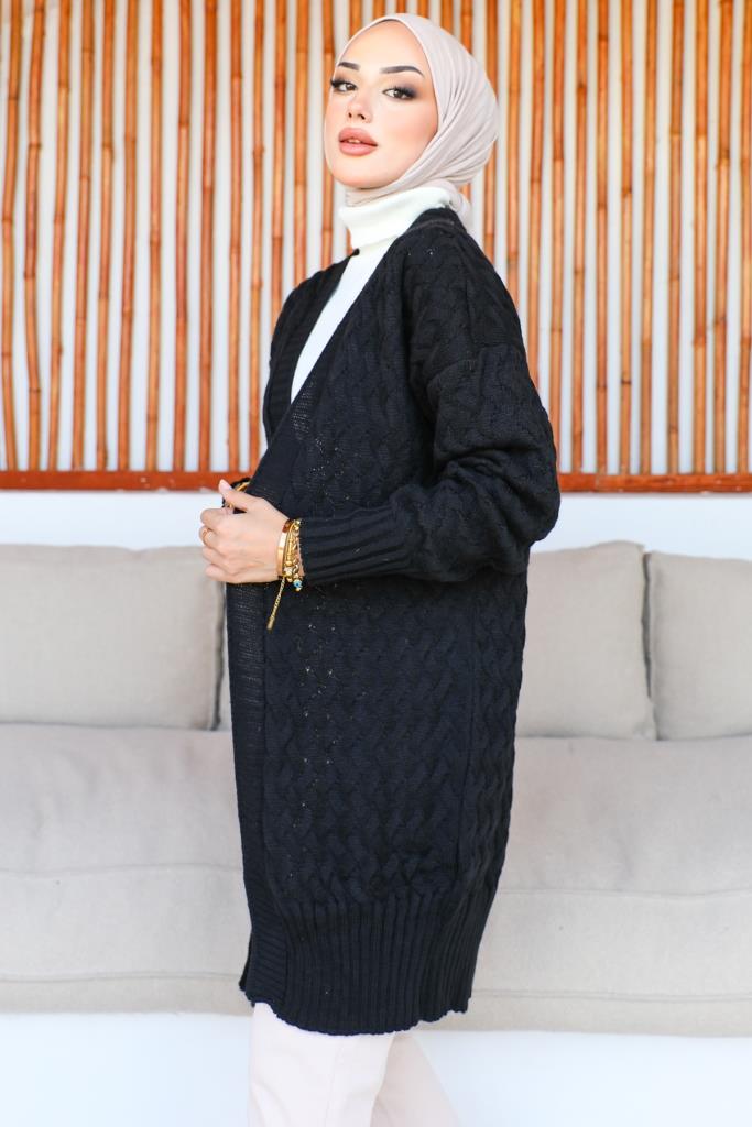 BNG Women Patterned Knit Cardigan Black - Clermont