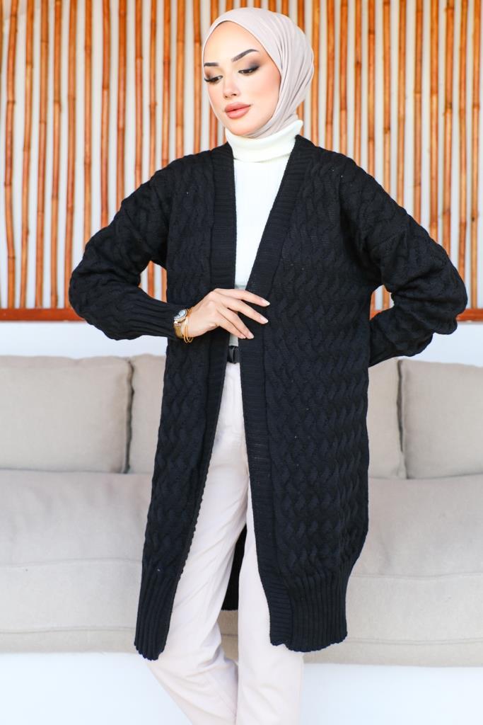 BNG Women Patterned Knit Cardigan Black - Clermont