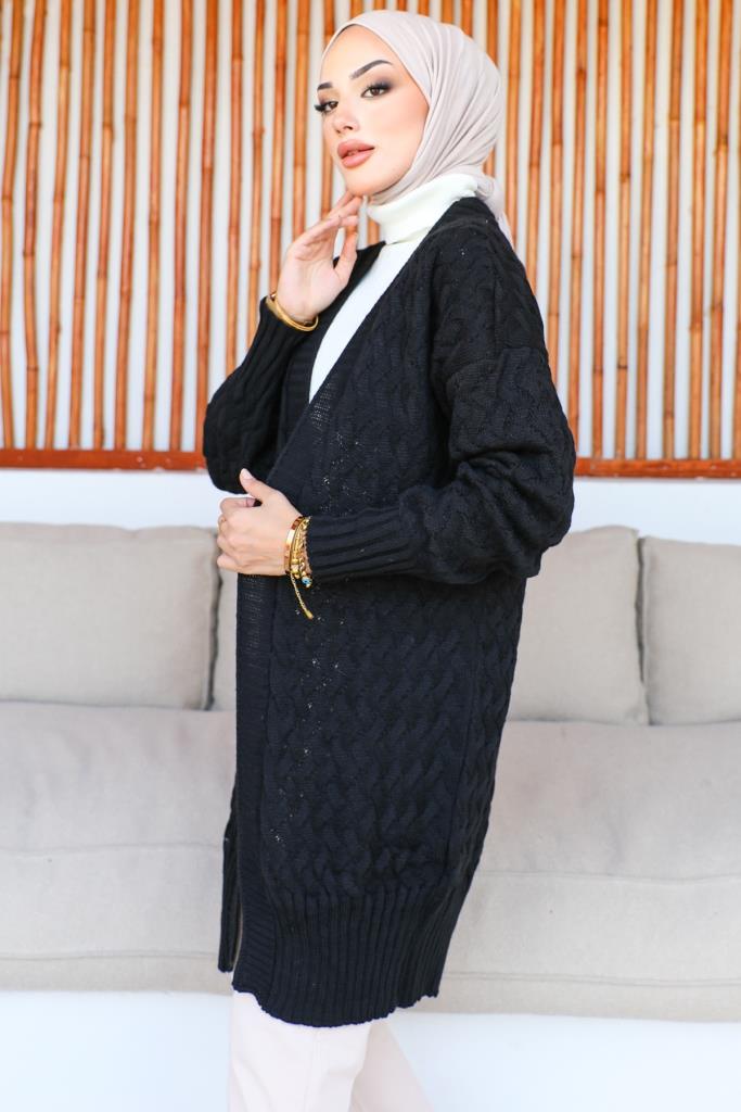 BNG Women Patterned Knit Cardigan Black - Clermont