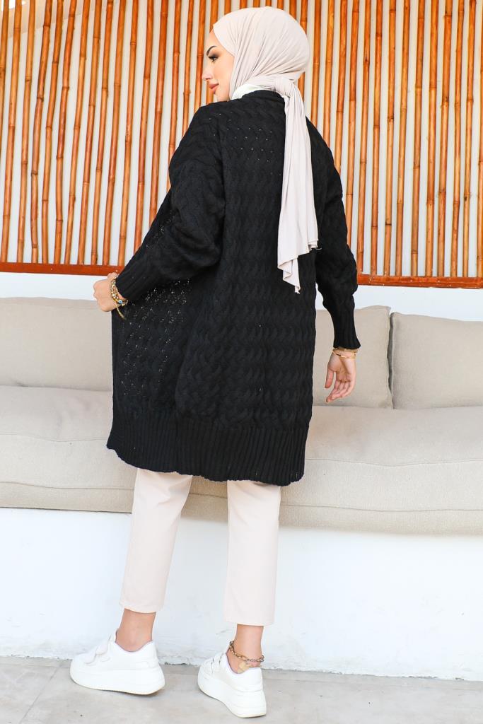 BNG Women Patterned Knit Cardigan Black - Clermont