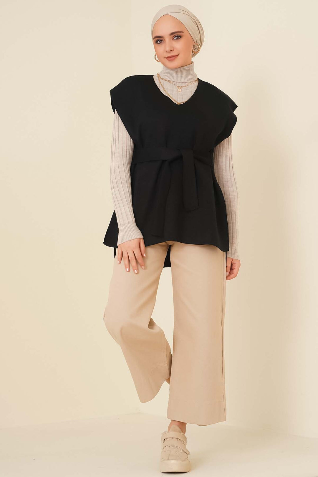 BNG Women Belted Knit Sweater Black - Clermont