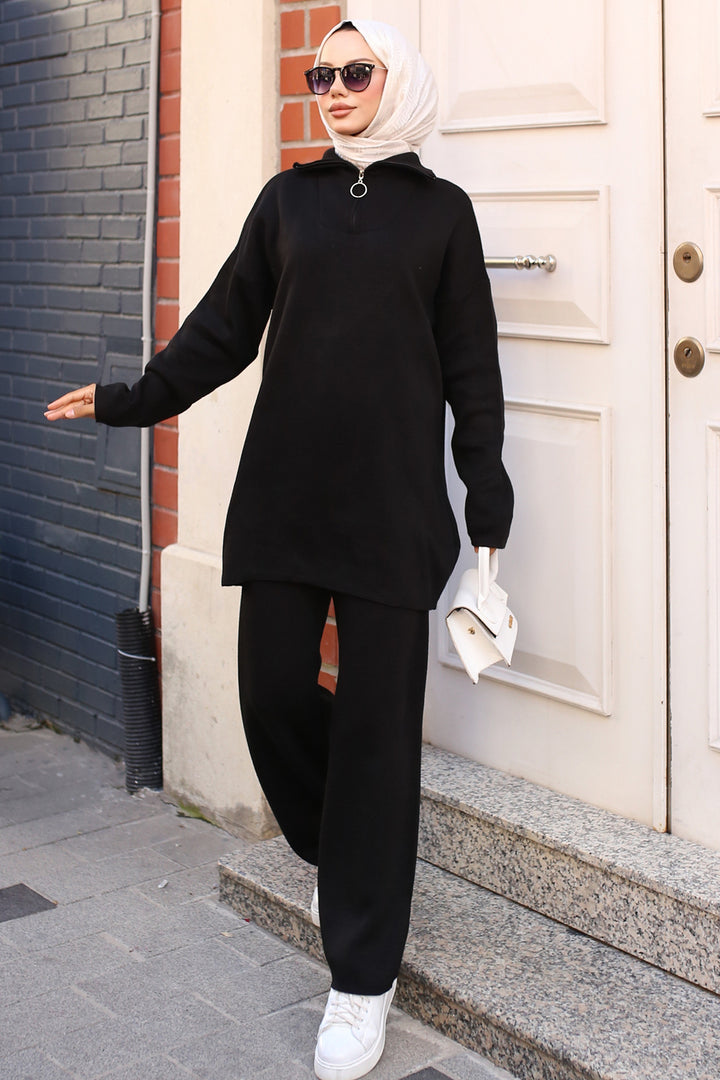 BNG Women Black Zippered Knitwear Set - Clermont
